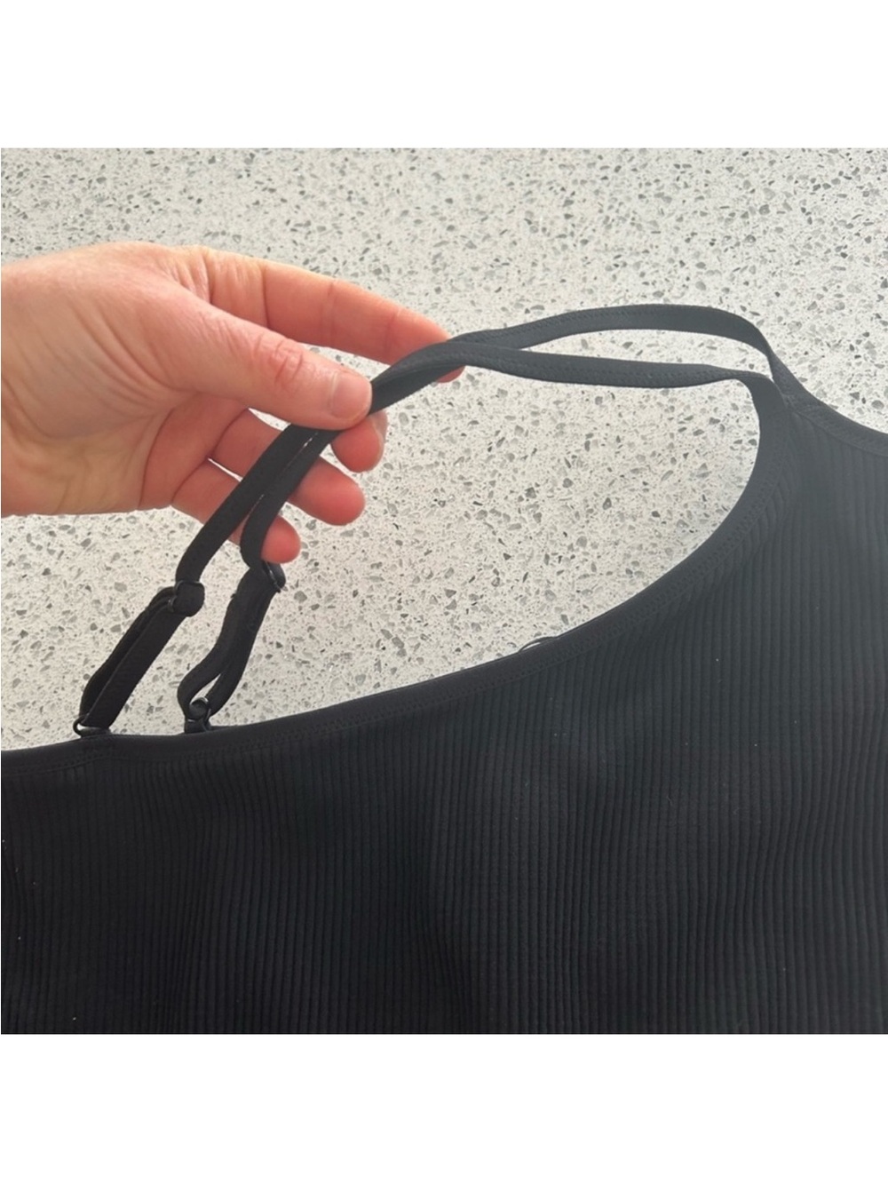 Black One-Shoulder Ribbed Bralette - Picture 3 of 5